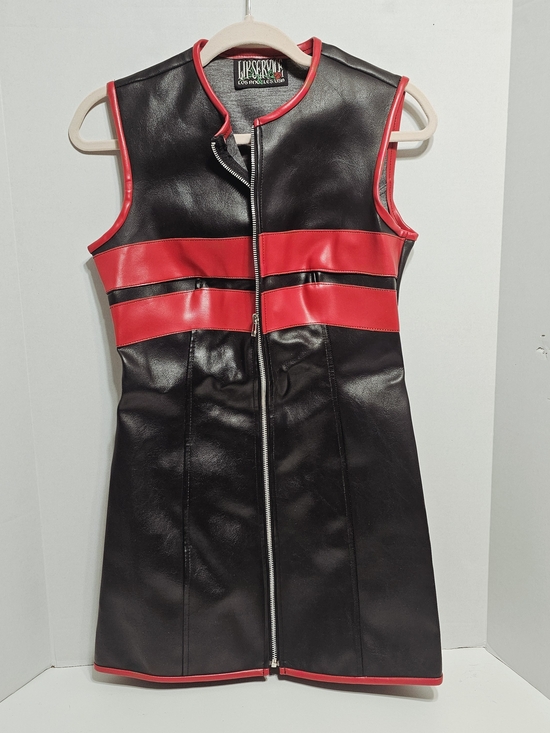Lip Service Dresses & Skirts - Lip Service Black and Red Faux Leather Zip-Front Dress